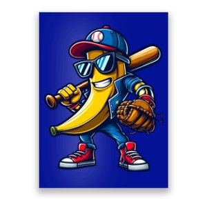 Banana Playing Baseball Fruit Lover Funny Baseball Player Gift Poster