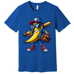 Banana Playing Baseball Fruit Lover Funny Baseball Player Gift Premium T-Shirt