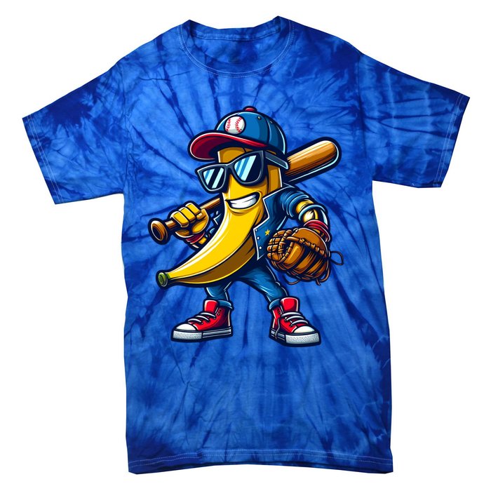 Banana Playing Baseball Fruit Lover Funny Baseball Player Gift Tie-Dye T-Shirt