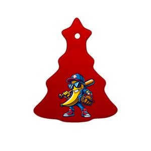 Banana Playing Baseball Fruit Lover Funny Baseball Player Gift Ceramic Tree Ornament