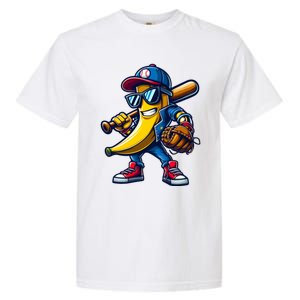 Banana Playing Baseball Fruit Lover Funny Baseball Player Gift Garment-Dyed Heavyweight T-Shirt