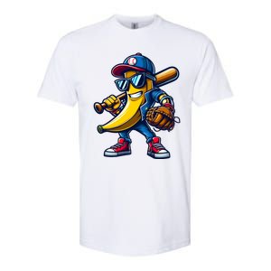 Banana Playing Baseball Fruit Lover Funny Baseball Player Gift Softstyle CVC T-Shirt