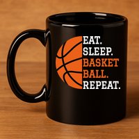 Basketball Player Boy Eat Sleep Basketball Repeat 11oz C Handle Ceramic Mug