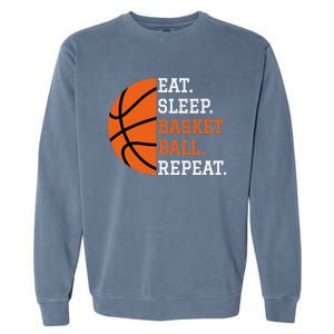 Basketball Player Boy Eat Sleep Basketball Repeat Garment-Dyed Sweatshirt