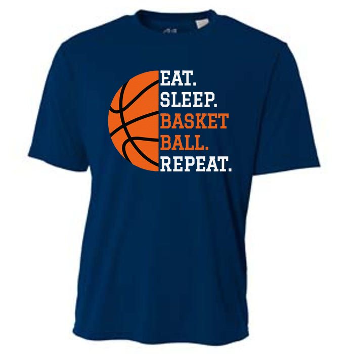 Basketball Player Boy Eat Sleep Basketball Repeat Cooling Performance Crew T-Shirt