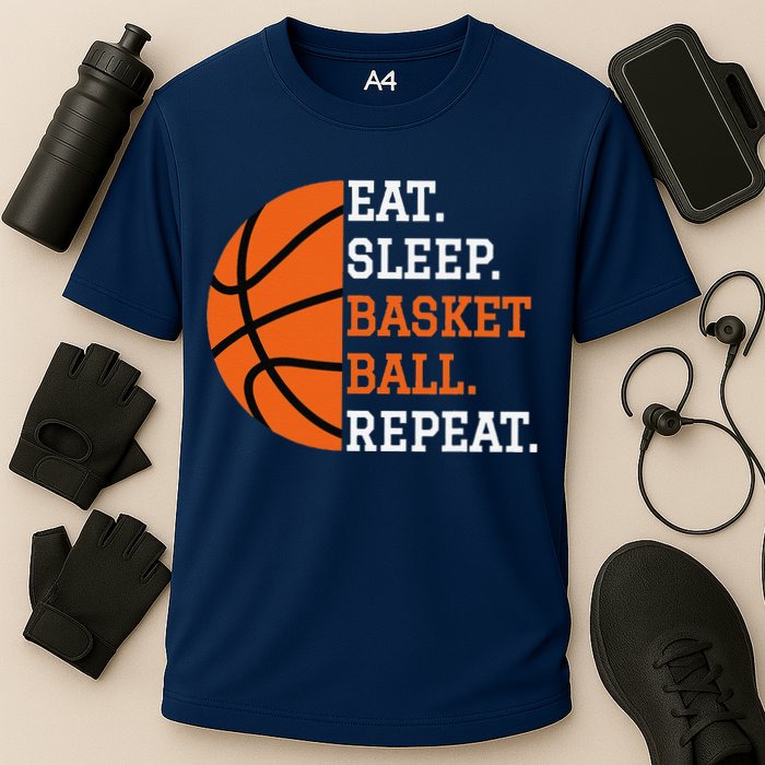 Basketball Player Boy Eat Sleep Basketball Repeat Cooling Performance Crew T-Shirt