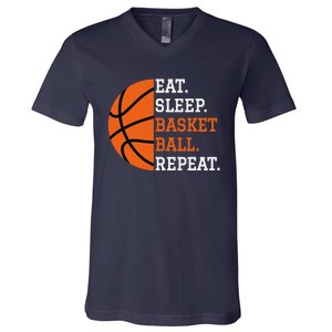 Basketball Player Boy Eat Sleep Basketball Repeat V-Neck T-Shirt