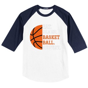 Basketball Player Boy Eat Sleep Basketball Repeat Baseball Sleeve Shirt