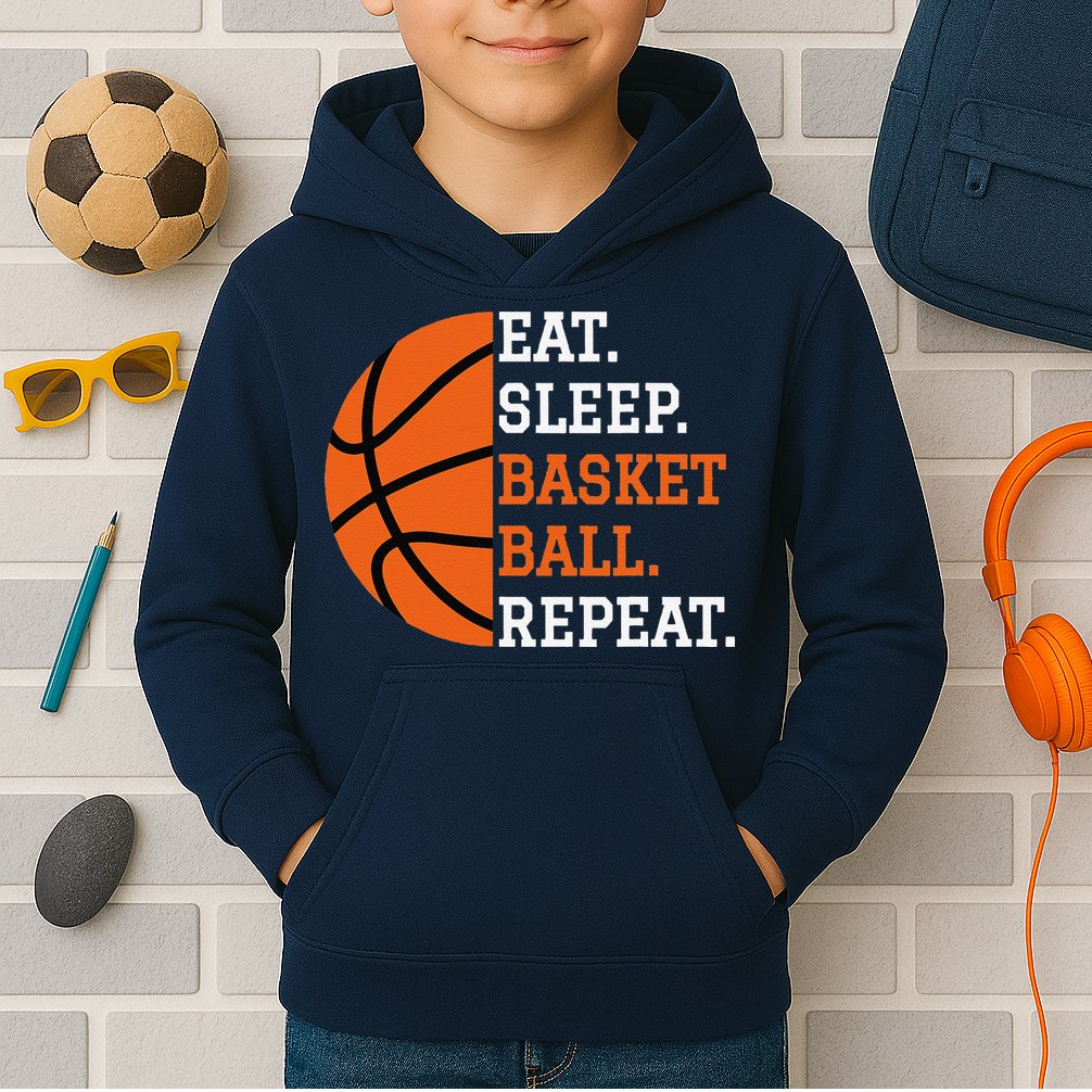 Basketball Player Boy Eat Sleep Basketball Repeat Kids Hoodie