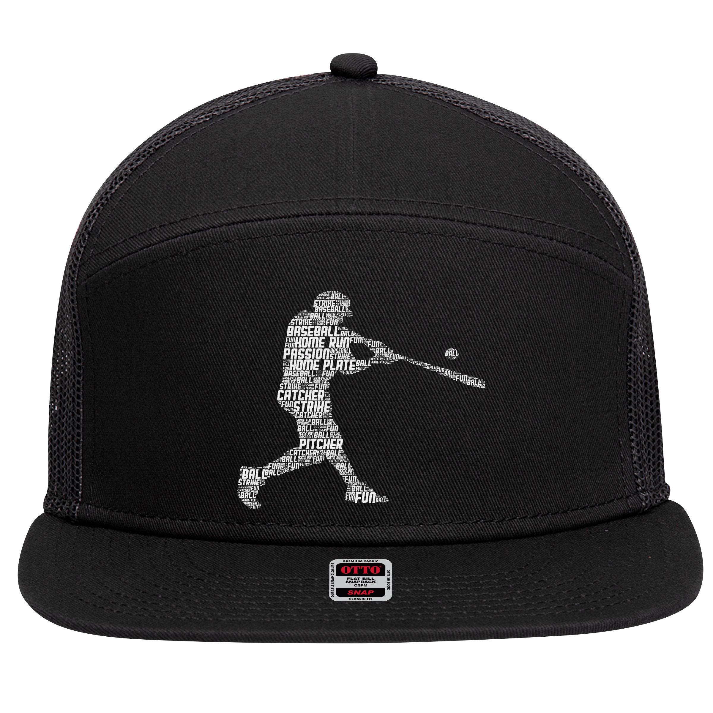 Baseball Player Batter 7 Panel Mesh Trucker Snapback Hat