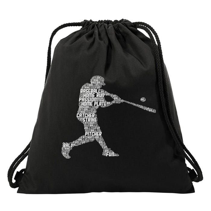 Baseball Player Batter Drawstring Bag
