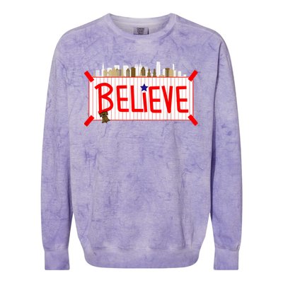 Believe Philadelphia Baseball Players Colorblast Crewneck Sweatshirt