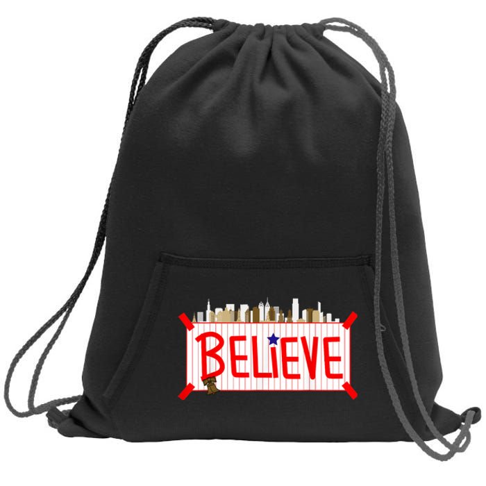 Believe Philadelphia Baseball Players Sweatshirt Cinch Pack Bag