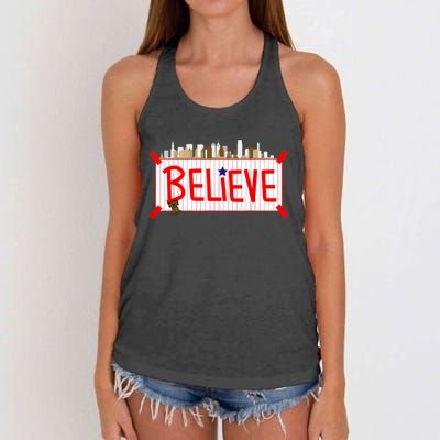 Believe Philadelphia Baseball Players Women's Knotted Racerback Tank