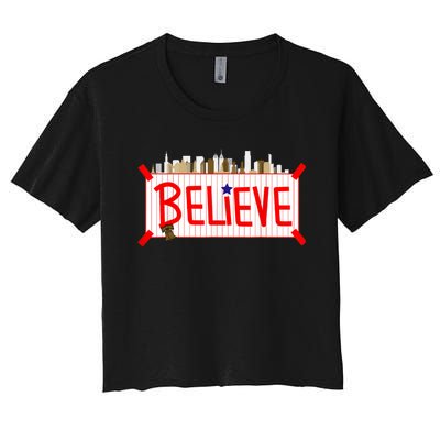 Believe Philadelphia Baseball Players Women's Crop Top Tee