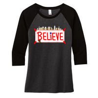 Believe Philadelphia Baseball Players Women's Tri-Blend 3/4-Sleeve Raglan Shirt