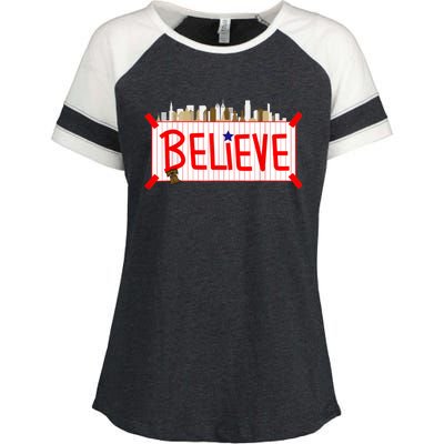 Believe Philadelphia Baseball Players Enza Ladies Jersey Colorblock Tee