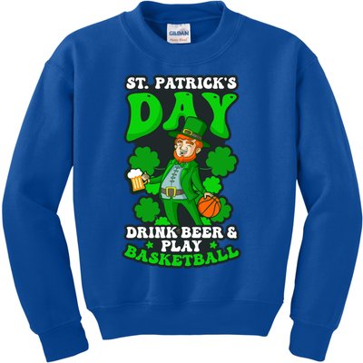 Beer Play Basketball Design St Patricks Basketball Gift Kids Sweatshirt