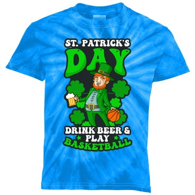 Beer Play Basketball Design St Patricks Basketball Gift Kids Tie-Dye T-Shirt