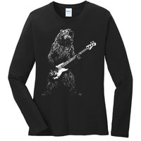 Bear Playing Bass Guitar For Men Animal Playing Guitar Ladies Long Sleeve Shirt