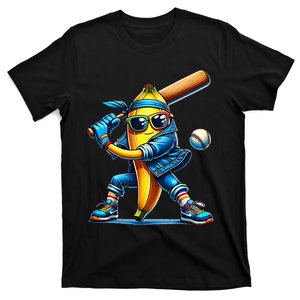 Banana Playing Baseball Fruit Lover Baseball Player T-Shirt