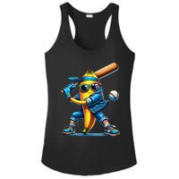 Banana Playing Baseball Fruit Lover Baseball Player Ladies PosiCharge Competitor Racerback Tank