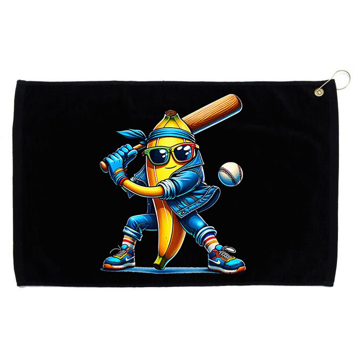 Banana Playing Baseball Fruit Lover Baseball Player Grommeted Golf Towel