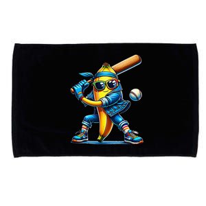 Banana Playing Baseball Fruit Lover Baseball Player Microfiber Hand Towel