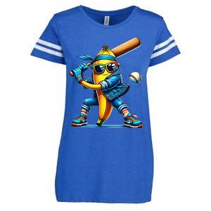 Banana Playing Baseball Fruit Lover Baseball Player Enza Ladies Jersey Football T-Shirt