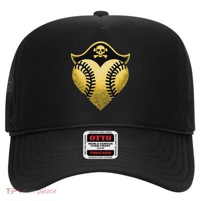 Baseball Pirate Baseball Player High Crown Mesh Back Trucker Hat