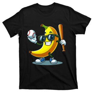 Banana Playing Baseball Fruit Lover Baseball Player Banana T-Shirt