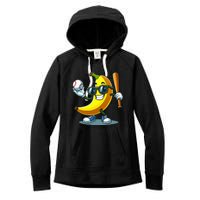 Banana Playing Baseball Fruit Lover Baseball Player Banana Women's Fleece Hoodie