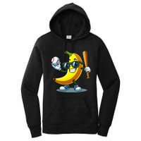 Banana Playing Baseball Fruit Lover Baseball Player Banana Women's Pullover Hoodie