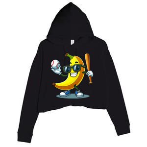 Banana Playing Baseball Fruit Lover Baseball Player Banana Crop Fleece Hoodie