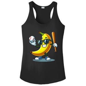 Banana Playing Baseball Fruit Lover Baseball Player Banana Ladies PosiCharge Competitor Racerback Tank