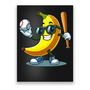 Banana Playing Baseball Fruit Lover Baseball Player Banana Poster