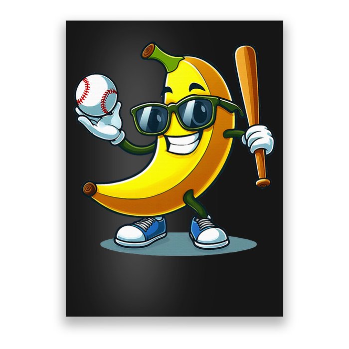 Banana Playing Baseball Fruit Lover Baseball Player Banana Poster