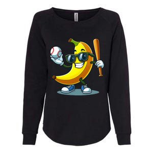 Banana Playing Baseball Fruit Lover Baseball Player Banana Womens California Wash Sweatshirt