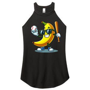 Banana Playing Baseball Fruit Lover Baseball Player Banana Women's Perfect Tri Rocker Tank