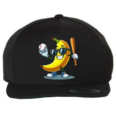 Banana Playing Baseball Fruit Lover Baseball Player Banana Wool Snapback Cap