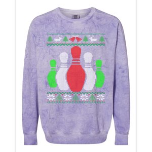 Bowling Pins Bowler Gift Bowling Team Ugly Christmas Gift Colorblast Crewneck Sweatshirt