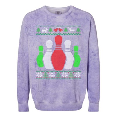 Bowling Pins Bowler Gift Bowling Team Ugly Christmas Gift Colorblast Crewneck Sweatshirt