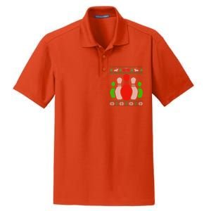 Bowling Pins Bowler Gift Bowling Team Ugly Christmas Gift Dry Zone Grid Polo