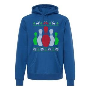 Bowling Pins Bowler Gift Bowling Team Ugly Christmas Gift Premium Hoodie