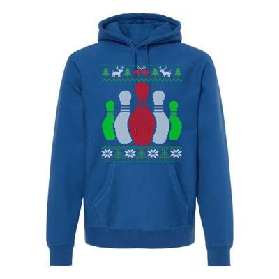 Bowling Pins Bowler Gift Bowling Team Ugly Christmas Gift Premium Hoodie