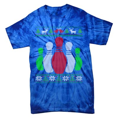 Bowling Pins Bowler Gift Bowling Team Ugly Christmas Gift Tie-Dye T-Shirt