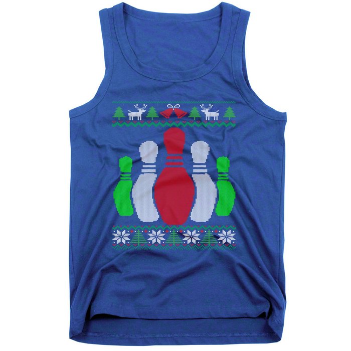 Bowling Pins Bowler Gift Bowling Team Ugly Christmas Gift Tank Top