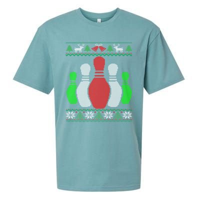 Bowling Pins Bowler Gift Bowling Team Ugly Christmas Gift Sueded Cloud Jersey T-Shirt