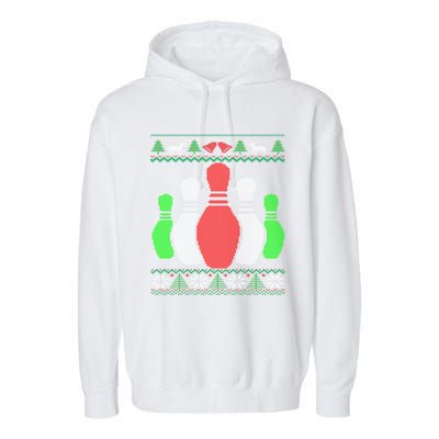 Bowling Pins Bowler Gift Bowling Team Ugly Christmas Gift Garment-Dyed Fleece Hoodie