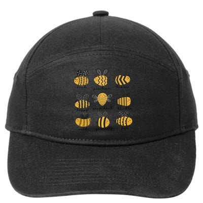 Bee Positivity Bee Lover Beekeeper Bee Happy 7-Panel Snapback Hat